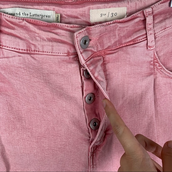 Pilcro Ultra High Rise Acid Wash Pink Jeans Anthropologie Size 30 Button Fly - Picture 7 of 10